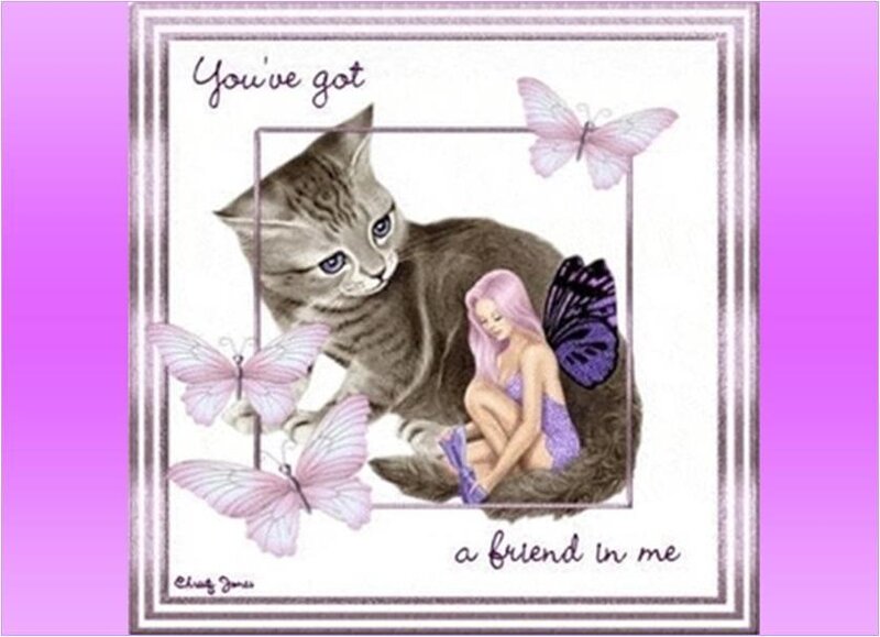 cat with fairy and butterflies