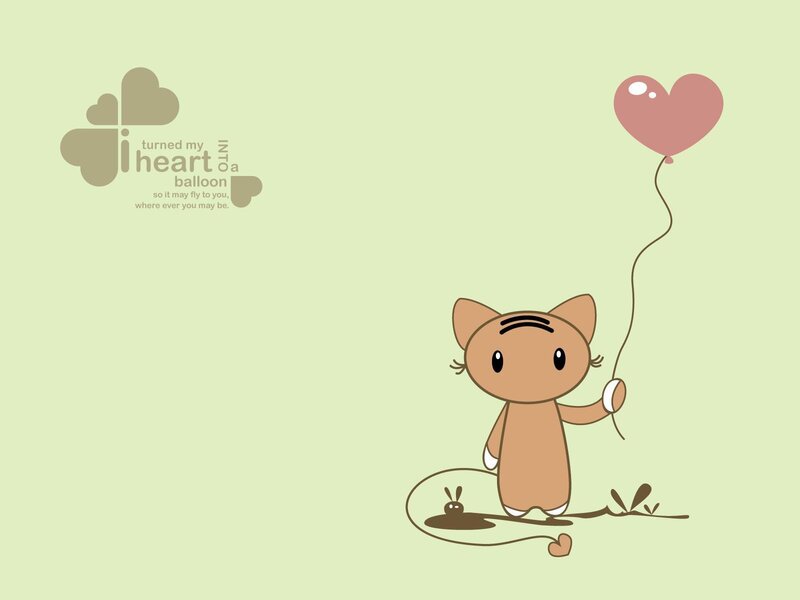 cat with heart balloon