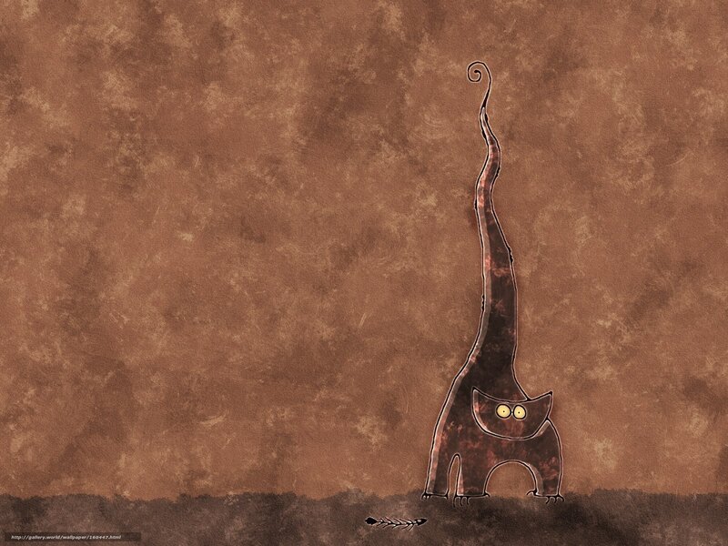 Cat with Long Tail — Brown