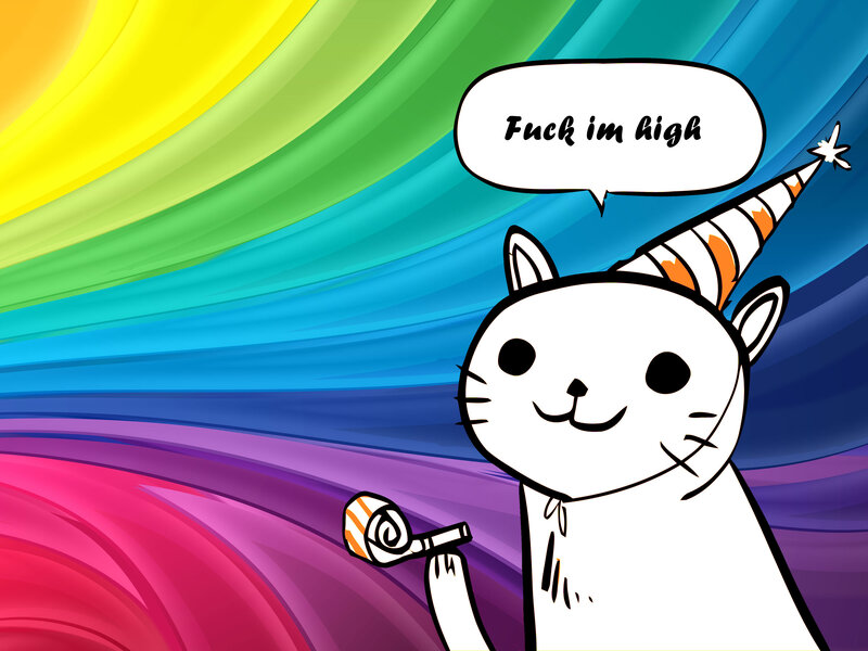 cat with party hat and horn