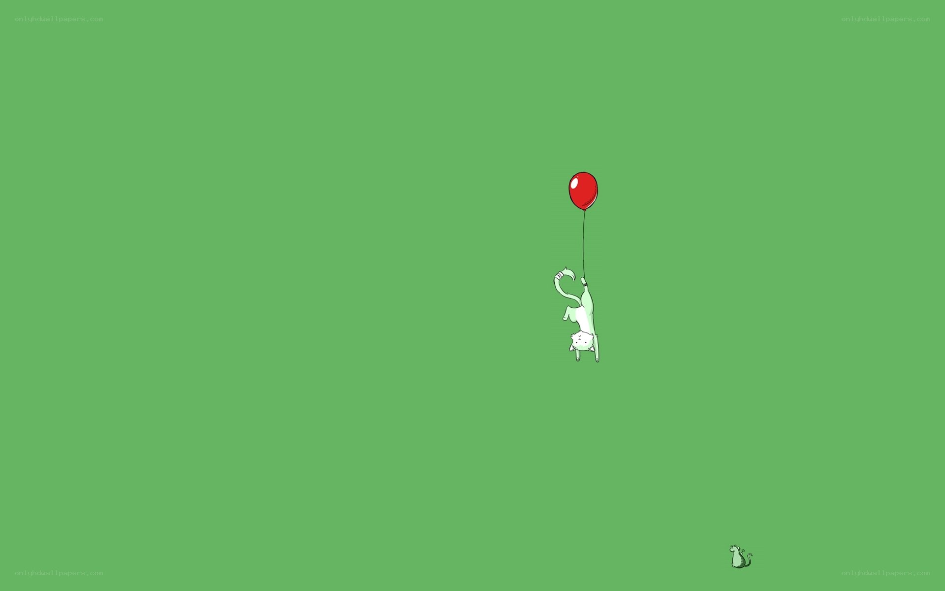 cat with red balloon