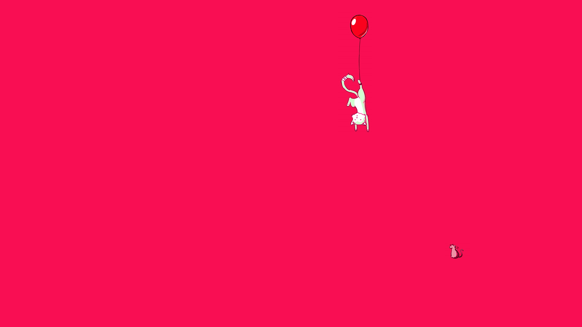 cat with red balloon