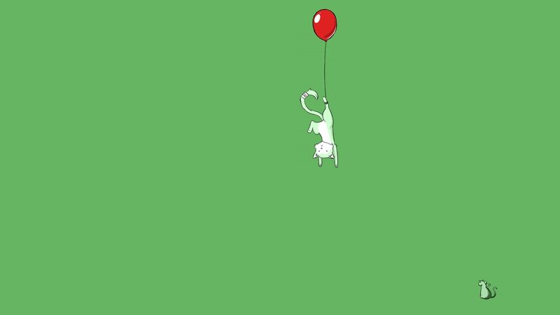 cat with red balloon