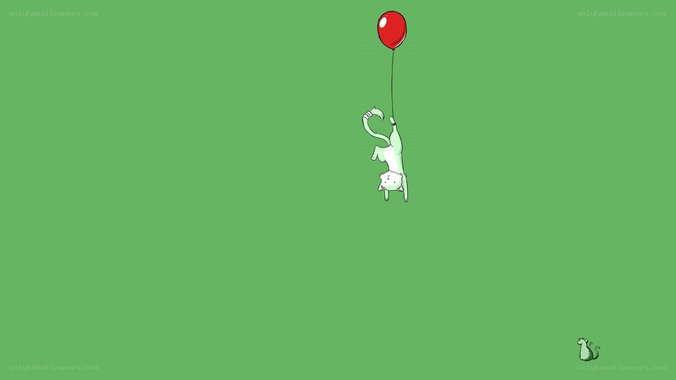 cat with red balloon