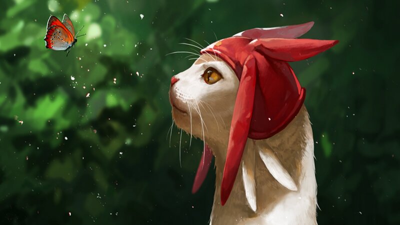 Cat with Red Bandana — Serene