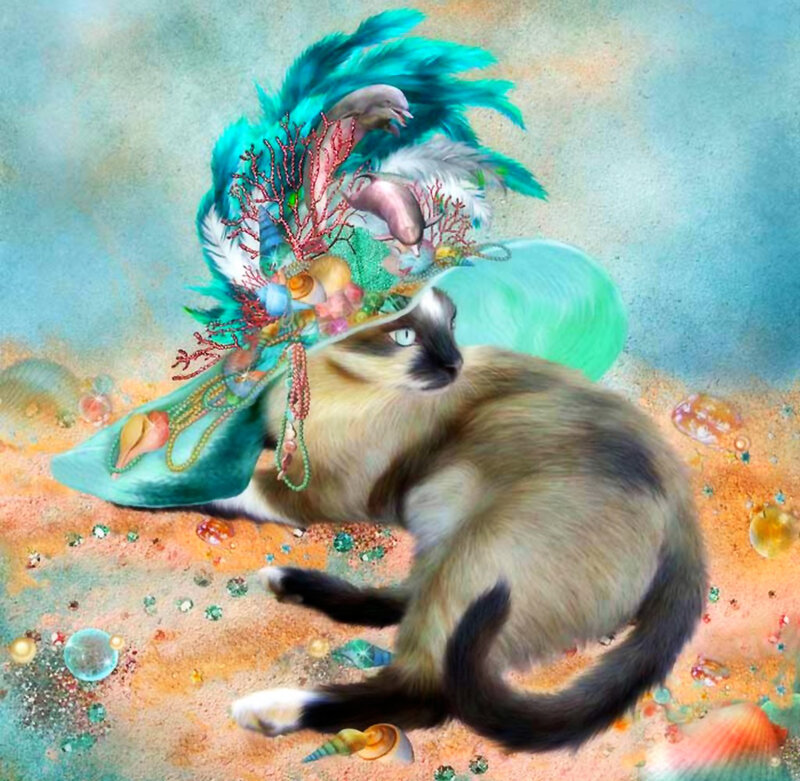 Cat with Seashell Hat
