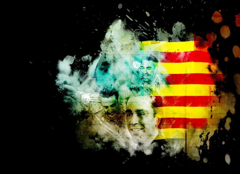 Catalan flag and football players collage