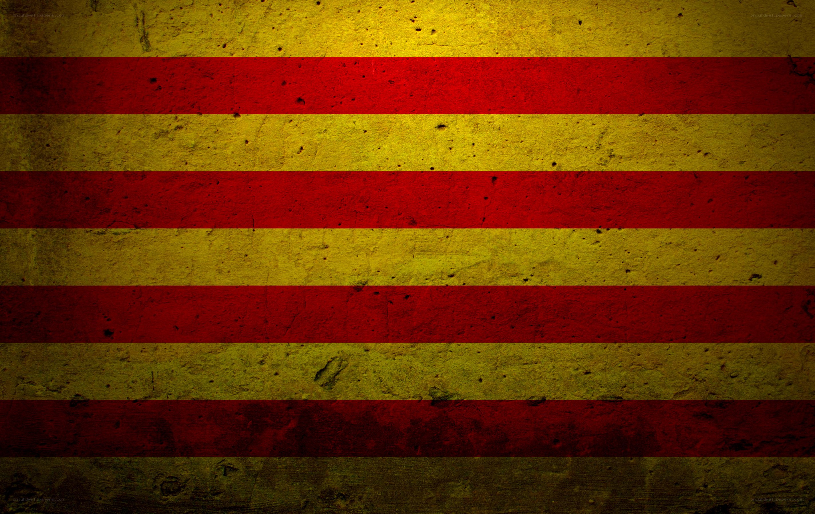 Catalan flag on textured wall