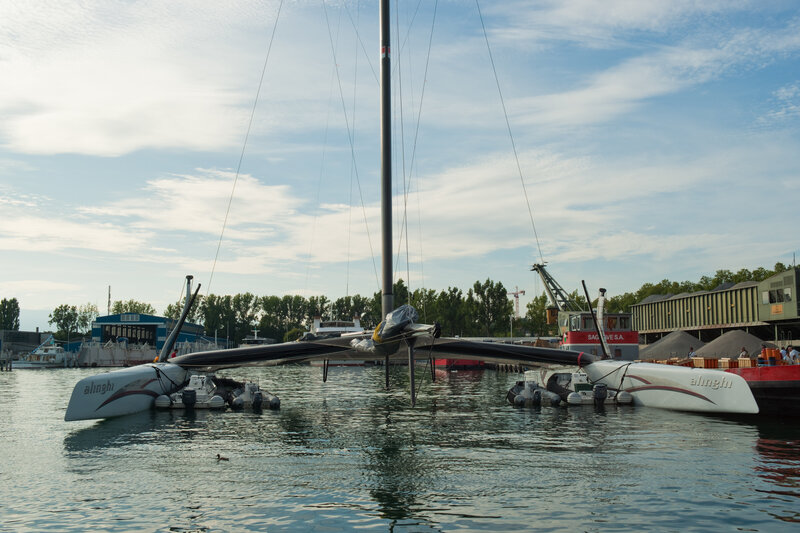 catamaran in harbor