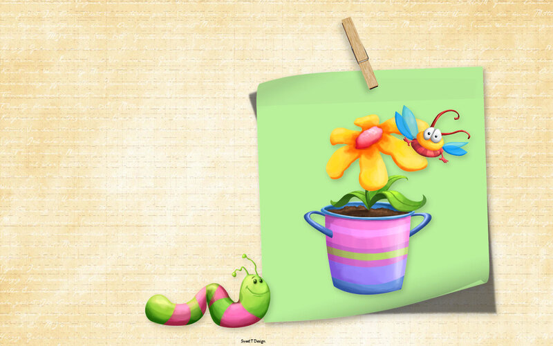 Caterpillar and Bee Illustration