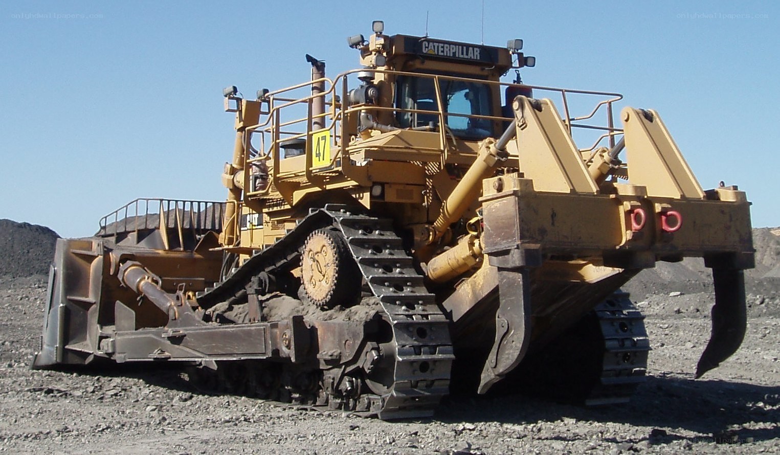 Caterpillar bulldozer in quarry