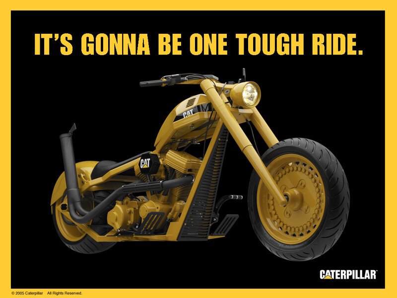Caterpillar motorcycle advertisement