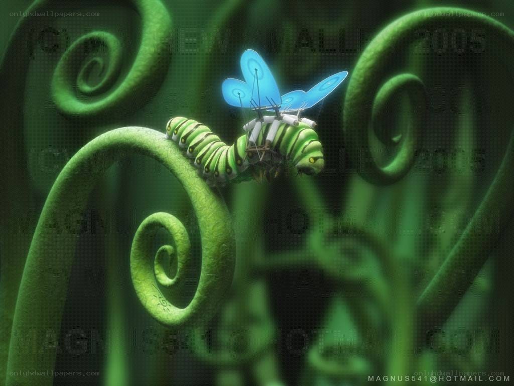 caterpillar with mechanical wings