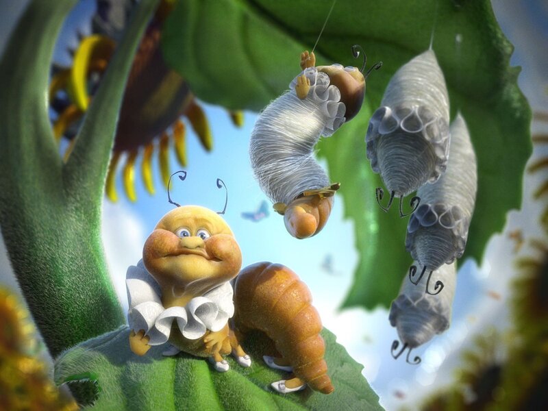 caterpillars on a leaf