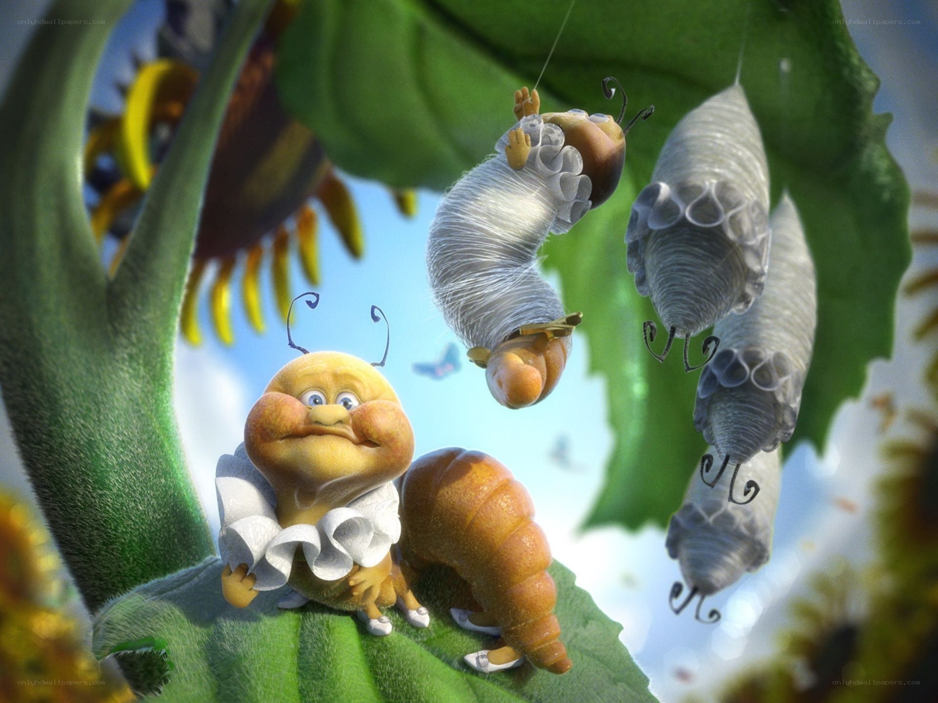 caterpillars on a leaf