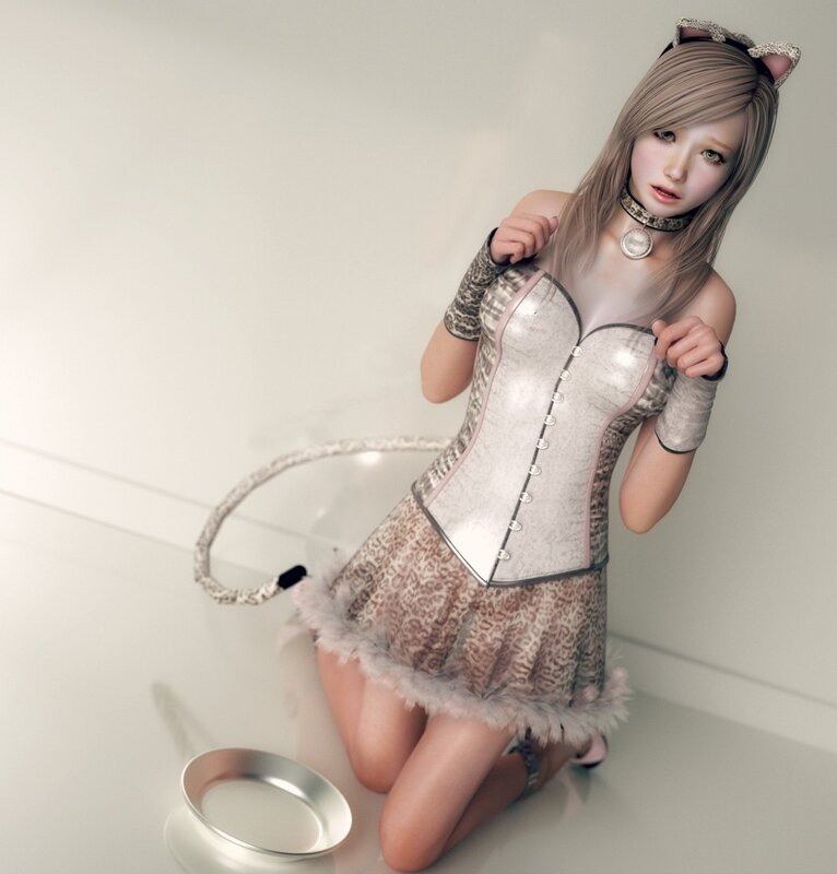 catgirl in corset costume