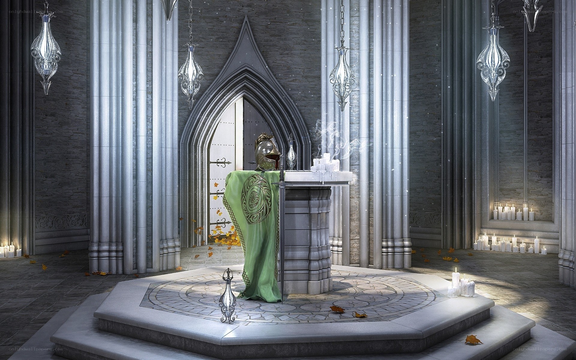 Cathedral altar with green cloak