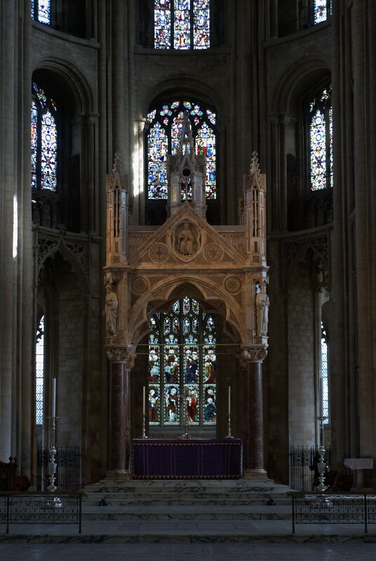 Cathedral altar with stained glass