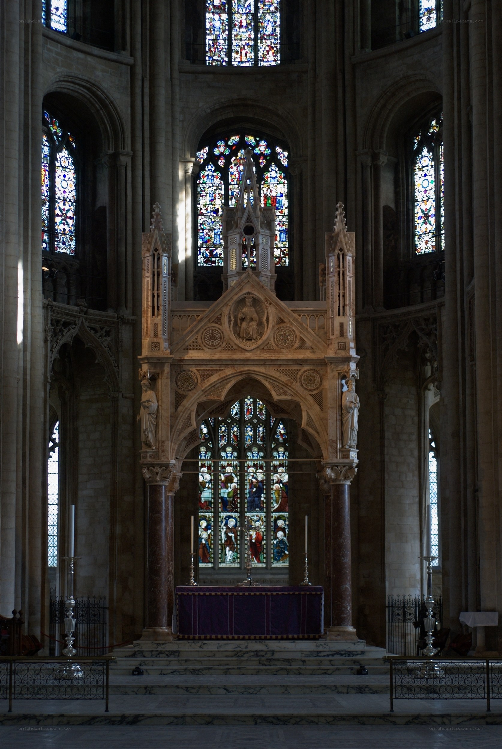 Cathedral altar with stained glass