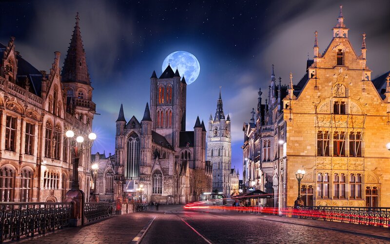 Cathedral at Night — Blue, Dramatic