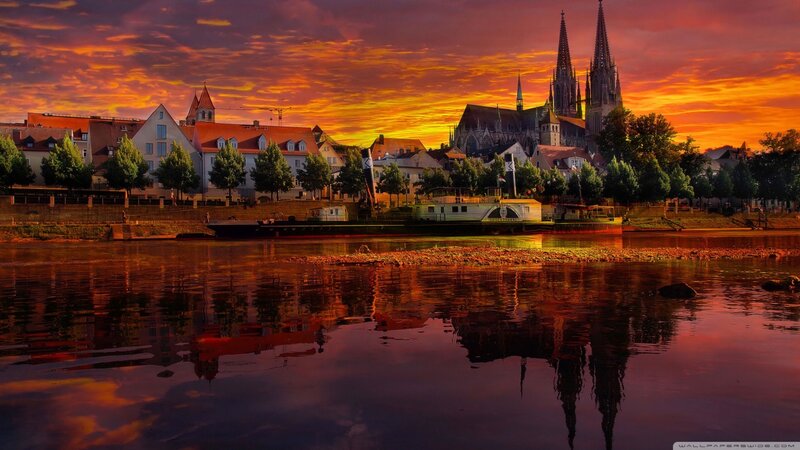 Cathedral at Sunset — Orange, Dramatic, Photograph