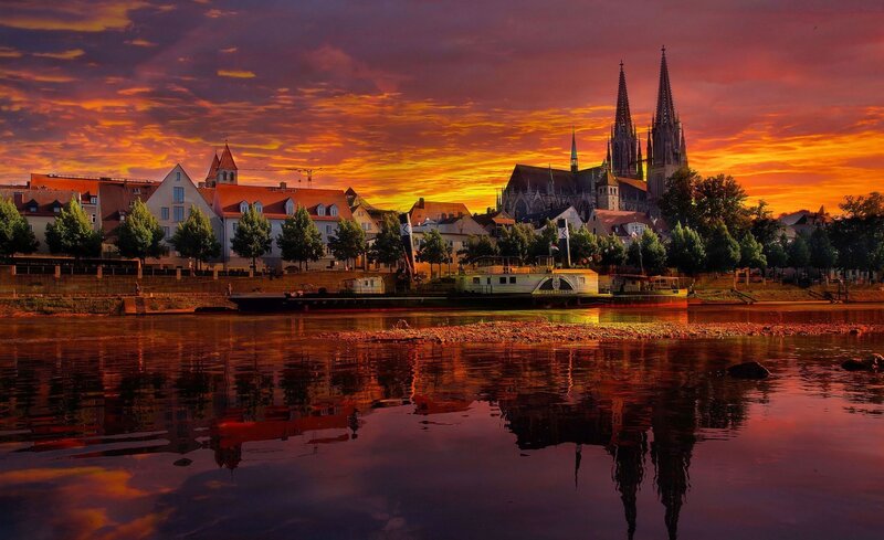 Cathedral at Sunset — Orange, Dramatic