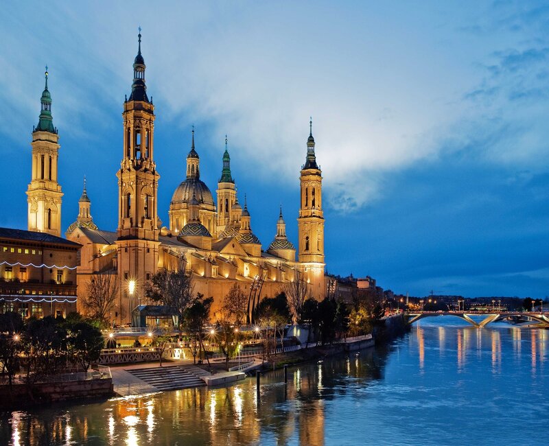 Cathedral by River — Blue, Serene