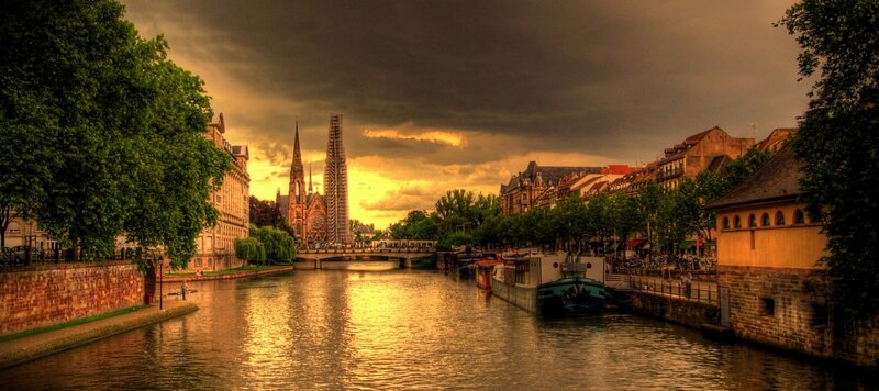 Cathedral by River — Golden