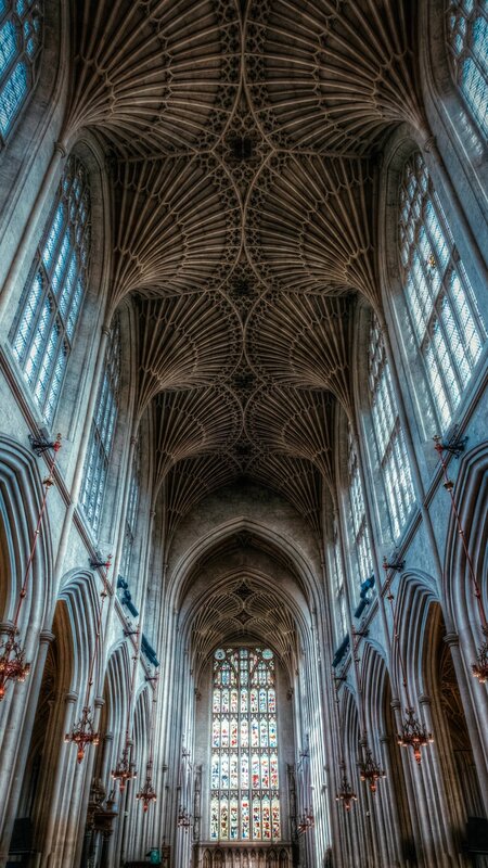Cathedral Ceiling Interior — Gray, Dramatic