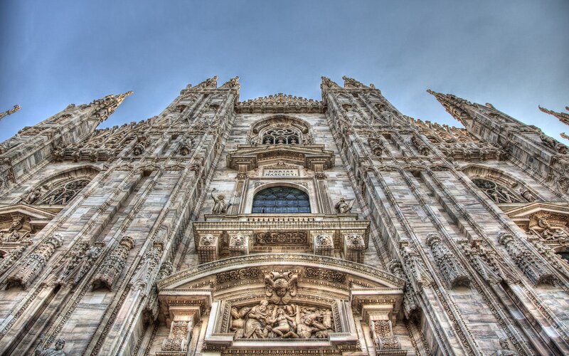Cathedral Facade — Gray, Dramatic