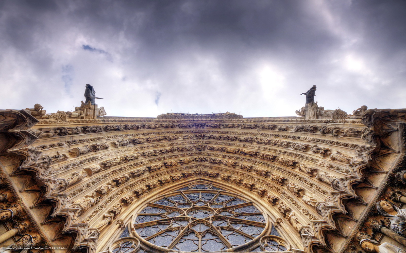 Cathedral facade with rose window