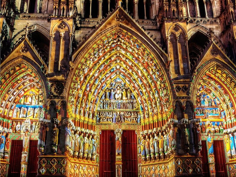 Cathedral facade with sculptures