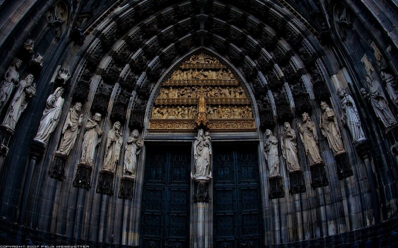 Cathedral facade with statues