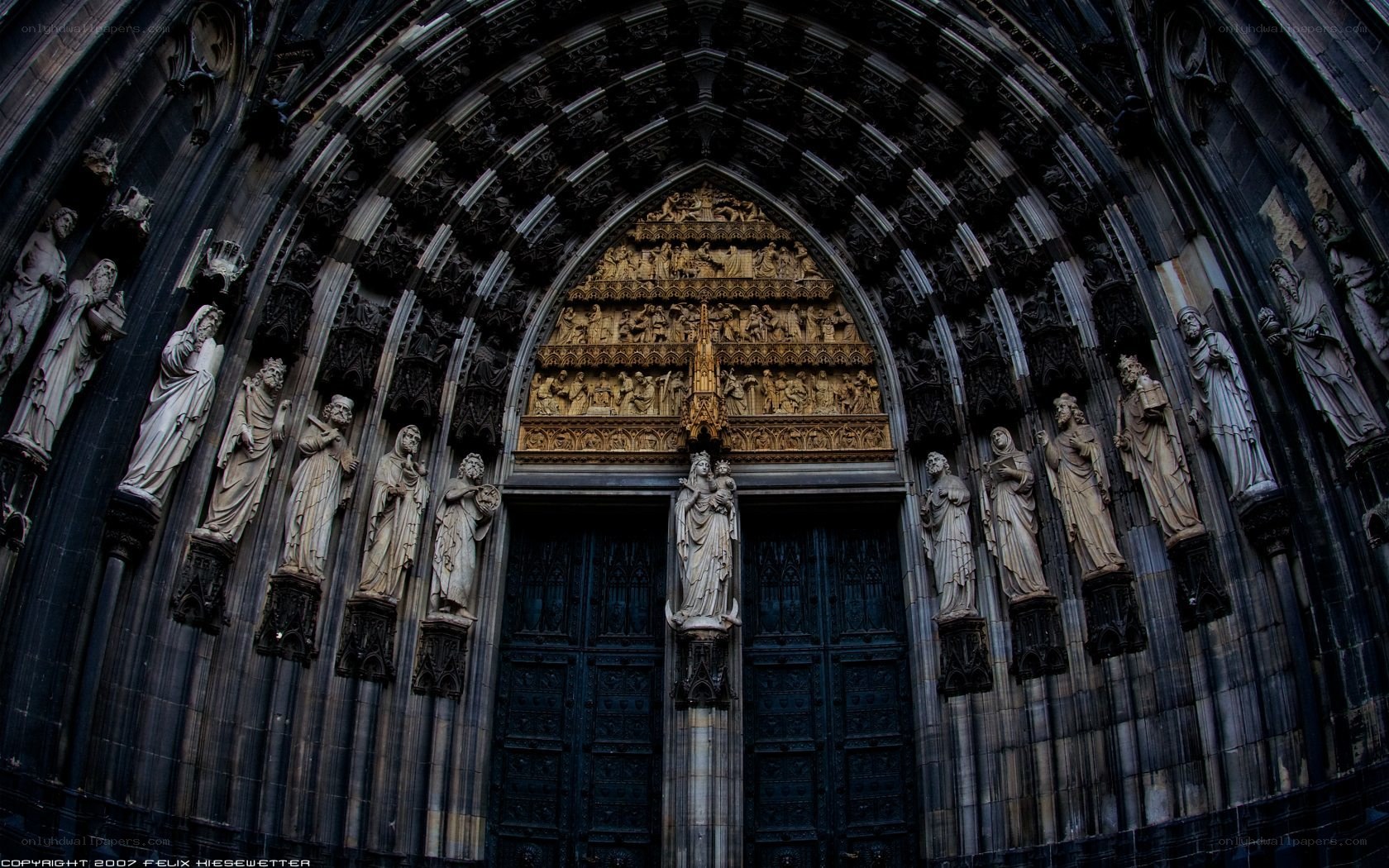Cathedral facade with statues