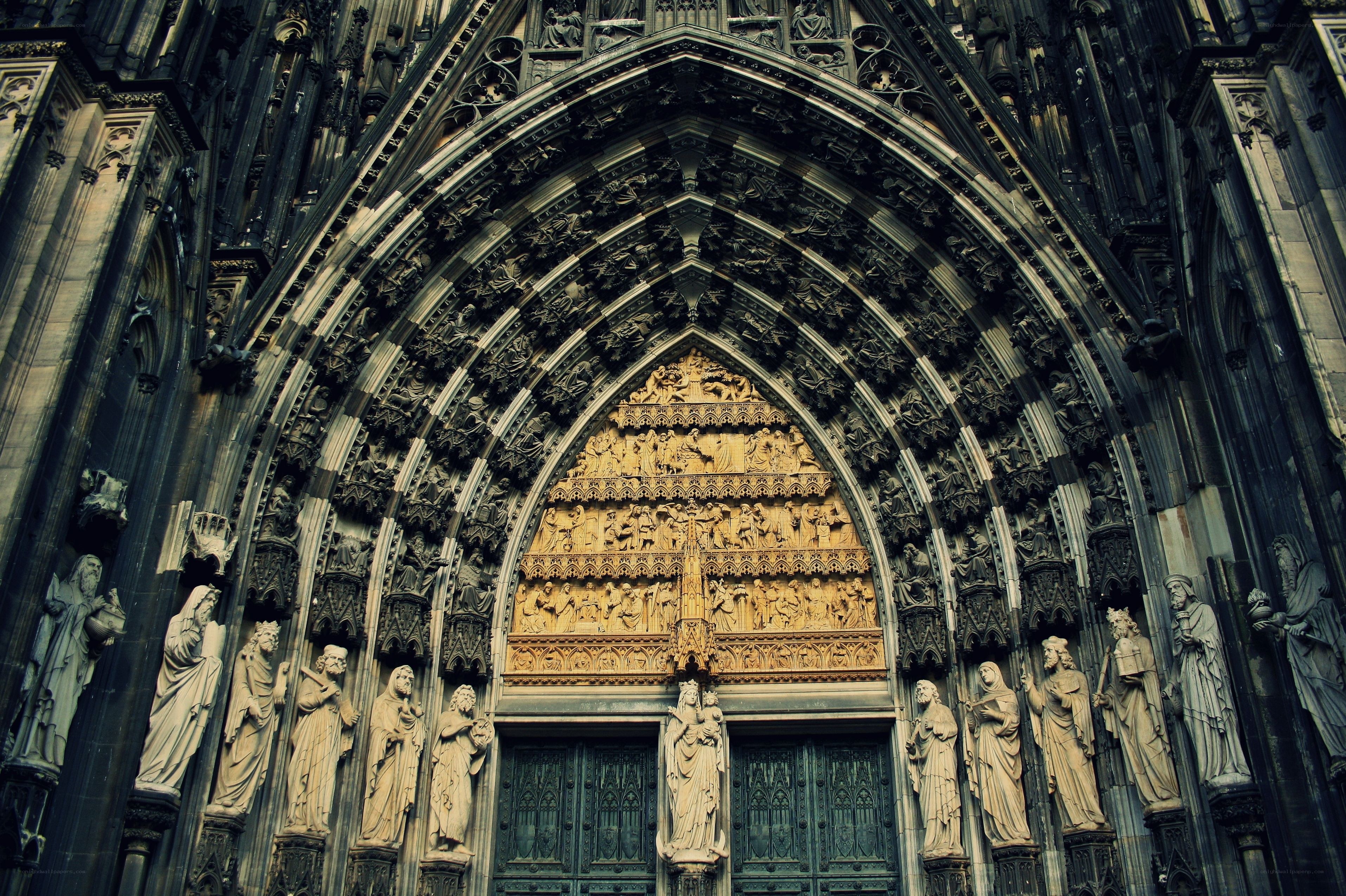 Cathedral facade with statues
