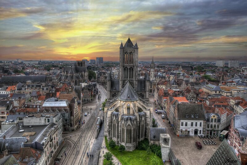 Cathedral in Cityscape — Gray
