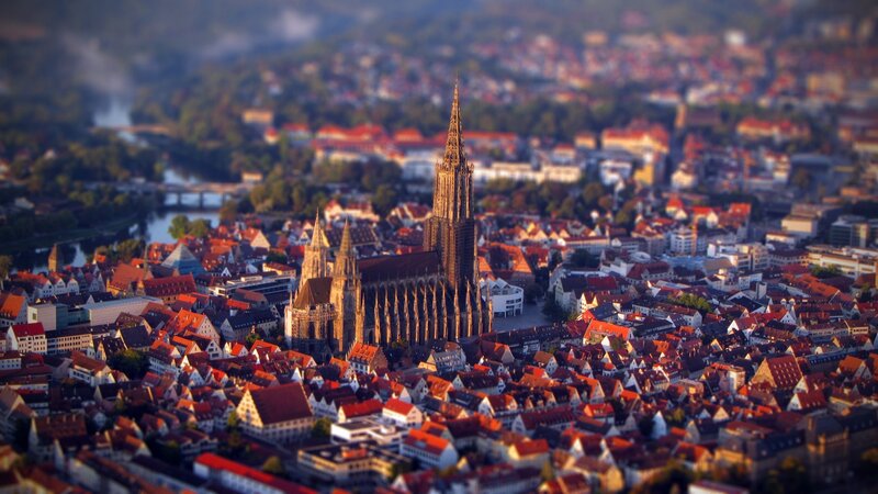 Cathedral in Cityscape — Red