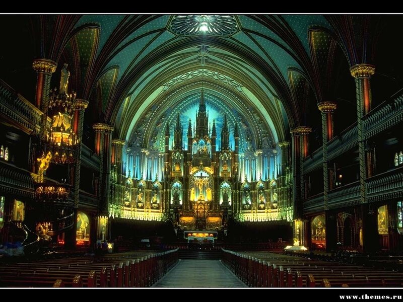 Cathedral interior at night