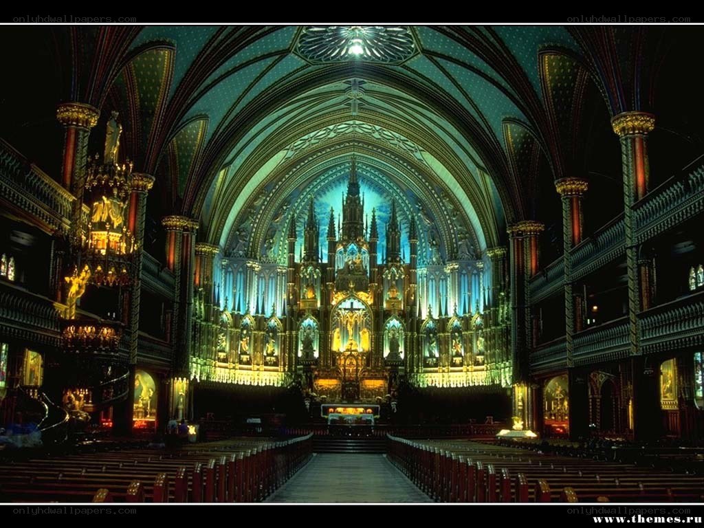 Cathedral interior at night