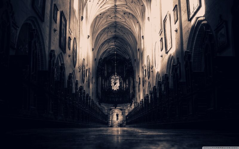 Cathedral Interior — Black, Dramatic