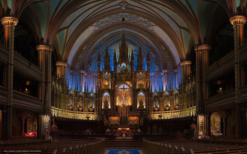 Cathedral Interior — Blue, Dramatic, Photograph, Altar