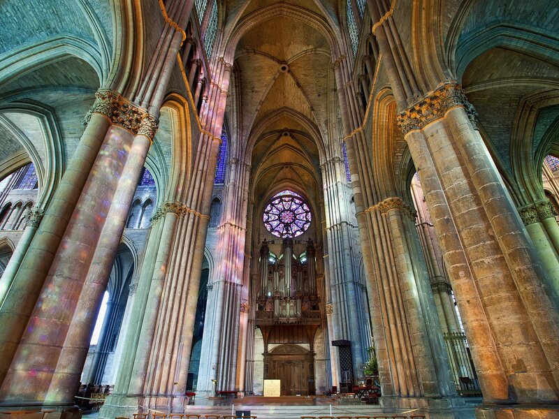 Cathedral Interior — Brown, Grand, Photograph, Columns
