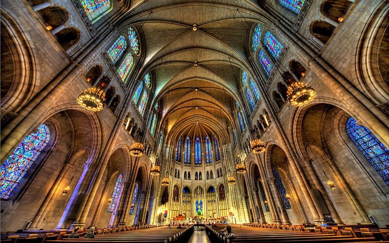 Cathedral Interior — Brown, Serene