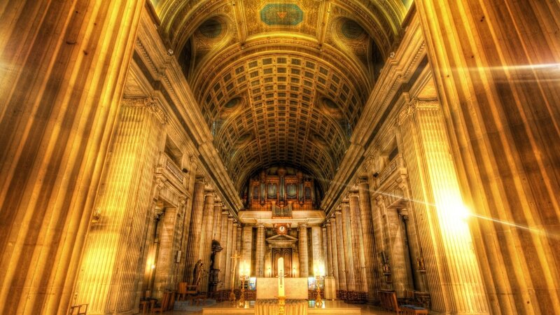 Cathedral Interior — Gold, Dramatic, Photograph, Organ