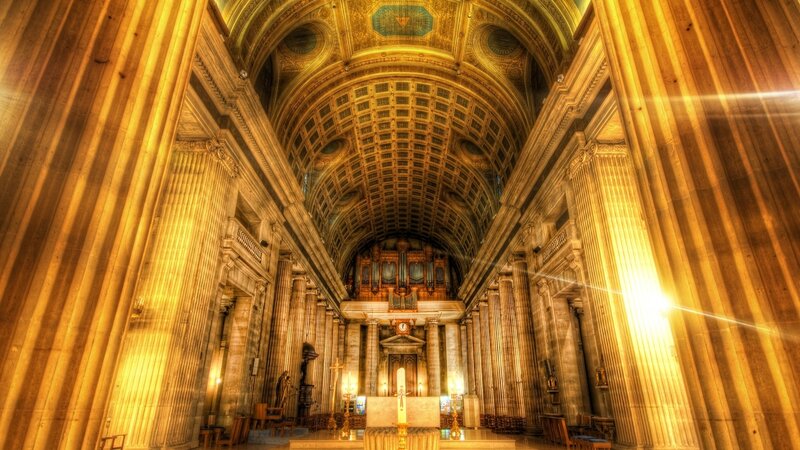 Cathedral Interior — Gold, Dramatic
