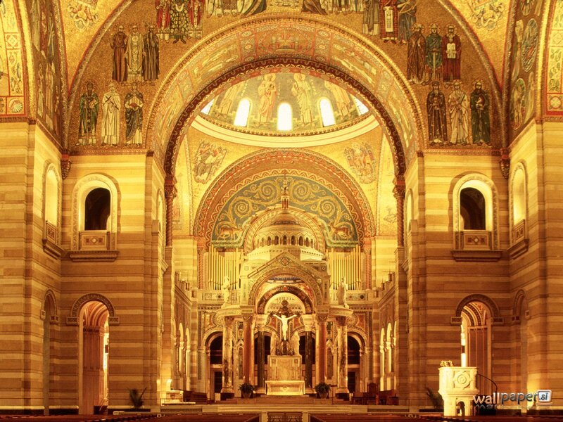 Cathedral Interior — Gold, Serene