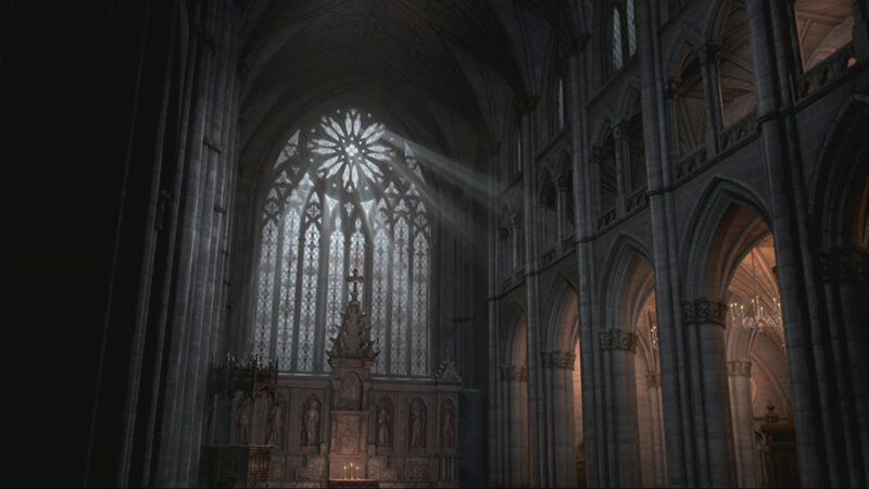 Cathedral Interior — Gray, Serene