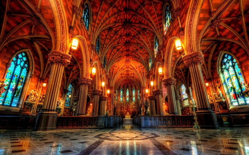 Cathedral Interior — Red, Dramatic