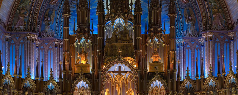 Cathedral Interior with Altar — Blue, Dramatic