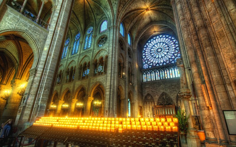 Cathedral Interior with Candles